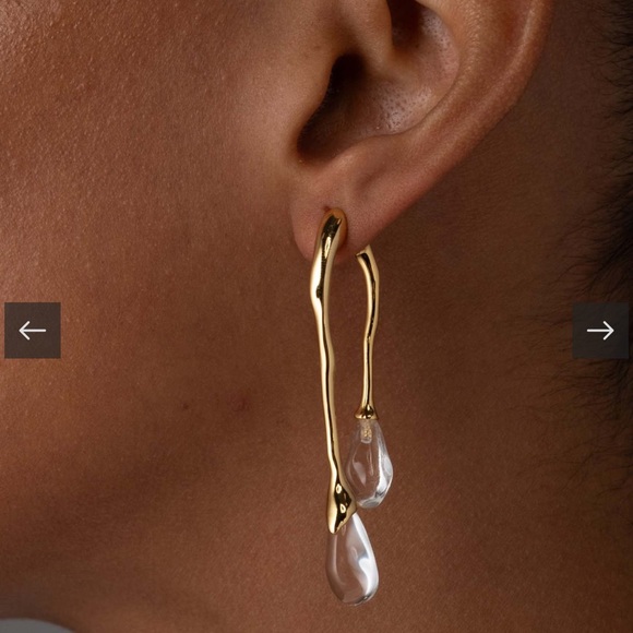Alexis Bittar Lucite Gold Front Back Double Drop Earring - Picture 2 of 5
